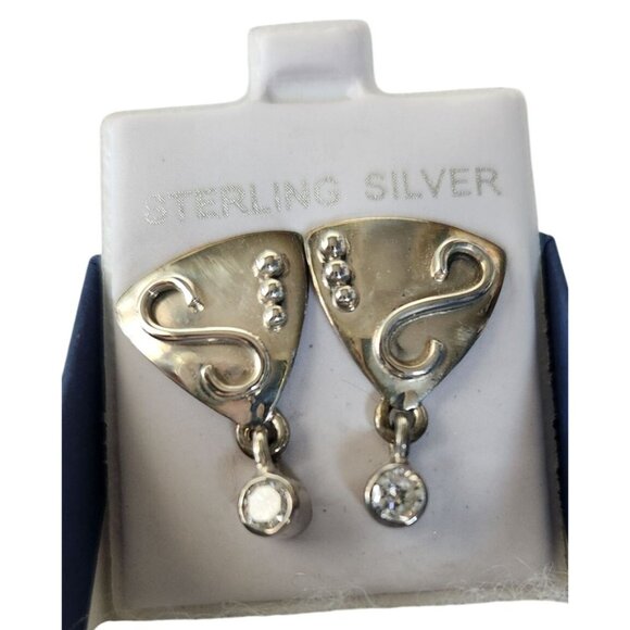 Earrings Lab Diamonds Post Silver Drop 4.8 gr Jerry & Fran Harr Handmade - Picture 6 of 8